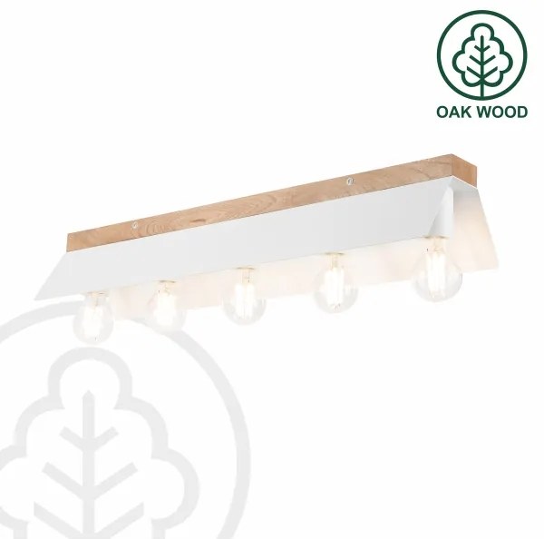 Plafonieră ESME 5xE27/15W/230V alb/stejar