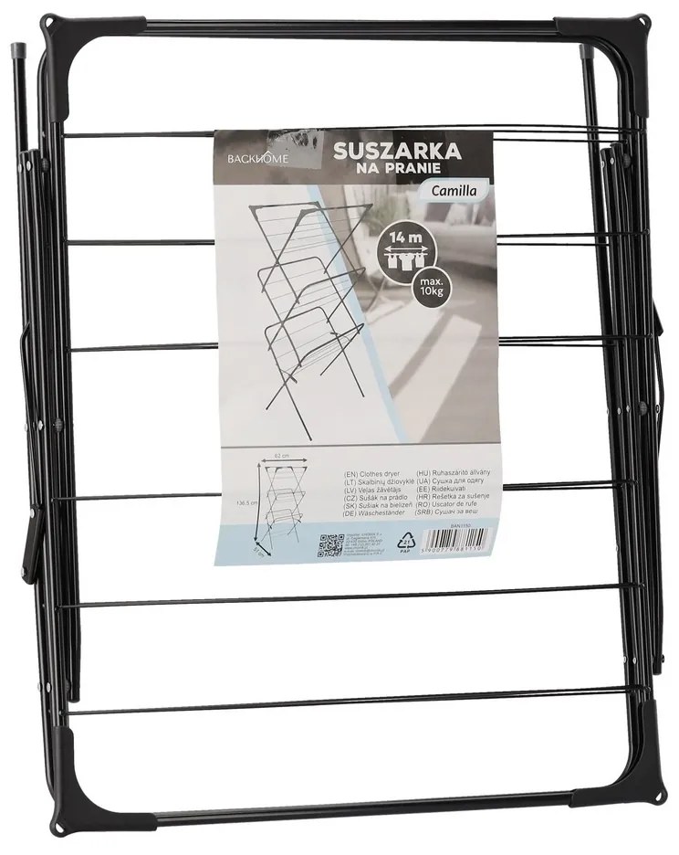 Uscător de rufe Aldotrade CAMILLA negru, 62 x 51 x 136,5 cm