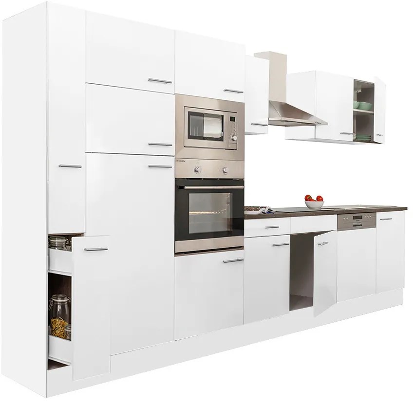 Mobilă de bucătărie Yorki 370, corp alb, cu față alb satinat