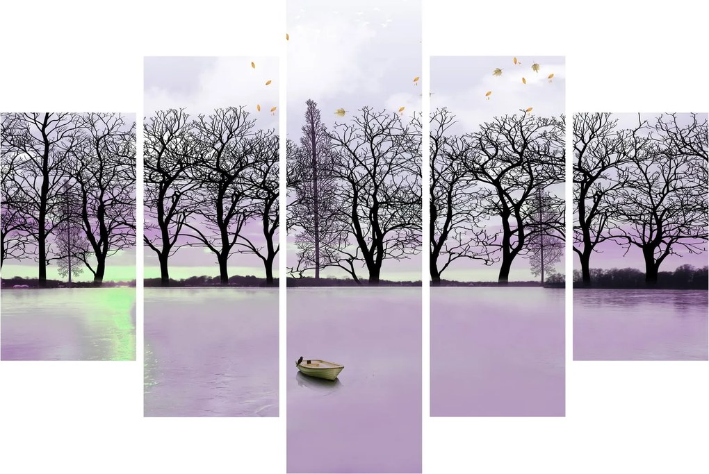 Tablou - Barcă pe lac (150x105 cm)