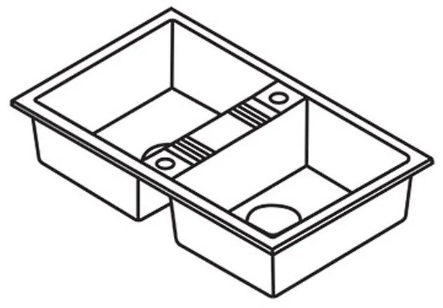 Chiuveta granit Ferro, Mezzo II, dreptunghiulara, 2 cuve, 78 x 48 cm, gri