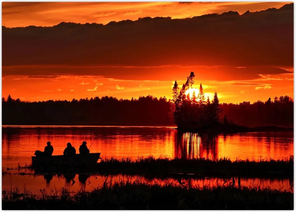 Tablou - Pescari pe lac (70x50 cm)
