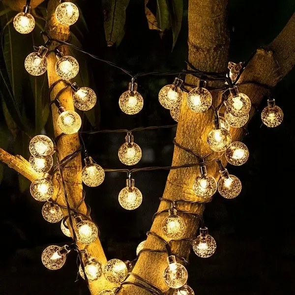 Brilagi - Ghirlandă solară decorativă cu LED BUBBLE 300xLED/8 funcții 30m IP65 alb cald