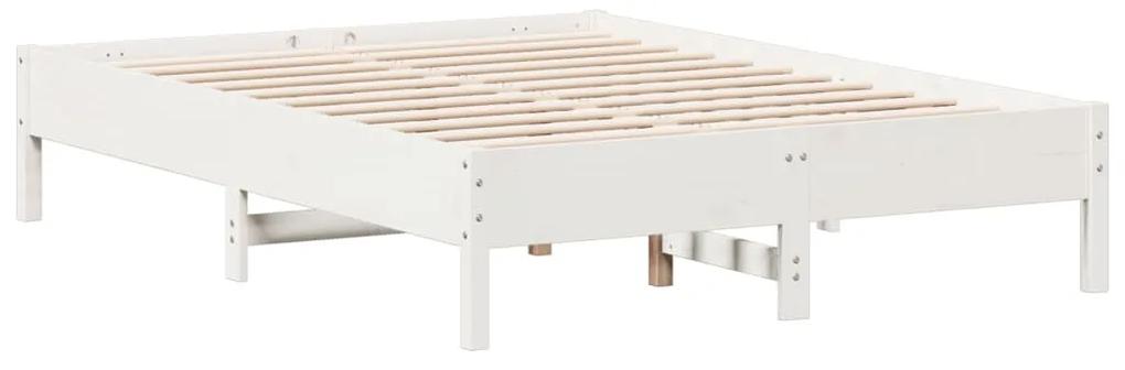 842723 vidaXL Cadru de pat, alb, 120x190 cm, lemn masiv pin