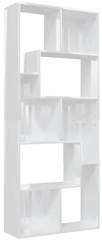 801883 vidaXL Bibliotecă, alb extralucios, 67 x 24 x 161 cm, PAL