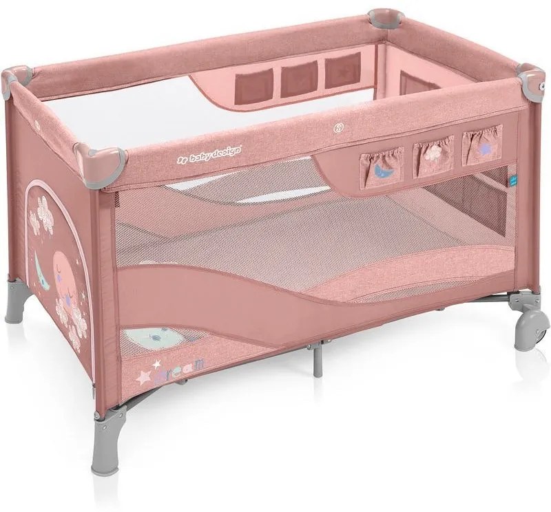 Baby Design - Dream regular 08 Patut Pliabil cu 2 nivele, Pink 2019
