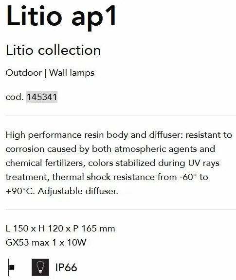 Aplica exterior directionabila IP66 Litio ap1 NERO