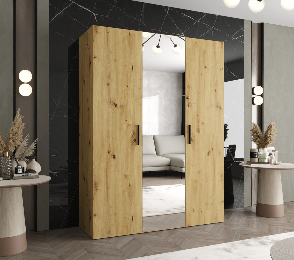 Dulap de haine 150 cm Borry 2 (Stejar artisan + Negru). 1125811