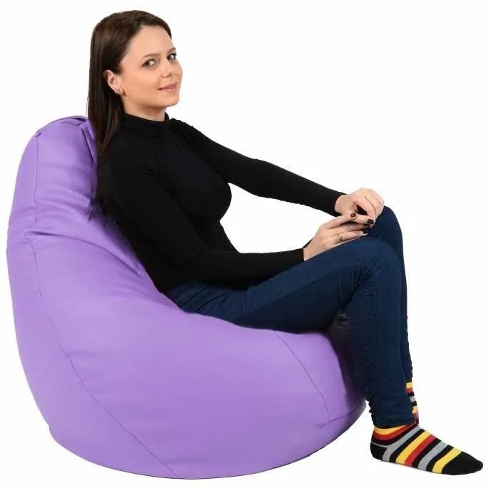 Fotoliu Nirvana Hobbit Pufrelax, Material Piele ecologica - Violet