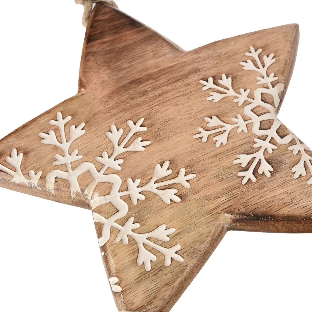 Decorațiune din lemn de mango 4Home Snowflake Star, 20 cm