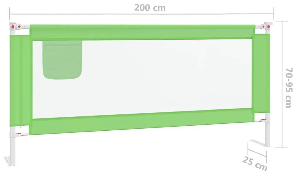 Balustrada de protectie pat copii, verde, 200x25 cm, textil 1, Verde, 200 x 25 cm