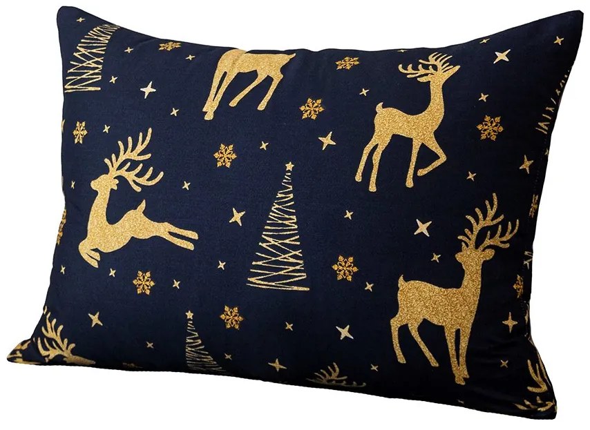 Set 2 huse decorative pentru perne GOLDEN DEER 50x70cm, albastru inchis