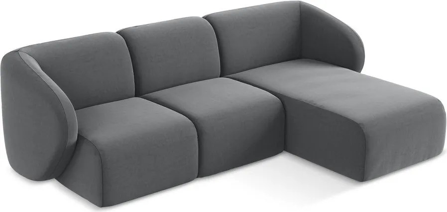 Colțar gri cu tapițerie din catifea (cu colț pe partea dreaptă/cu șezlong) Lani – Makamii