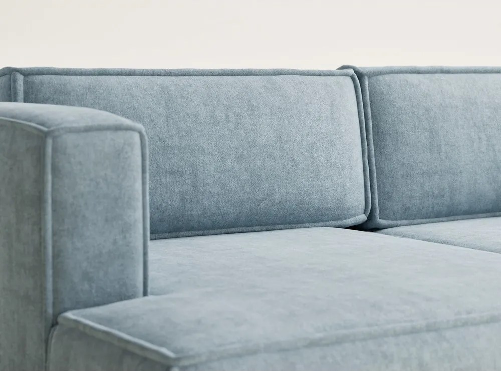 Colțar albastru deschis extensibil/cu spațiu de depozitare cu tapițerie din chenille (cu colț pe partea stângă/cu șezlong) Velto – Maison de Rêve