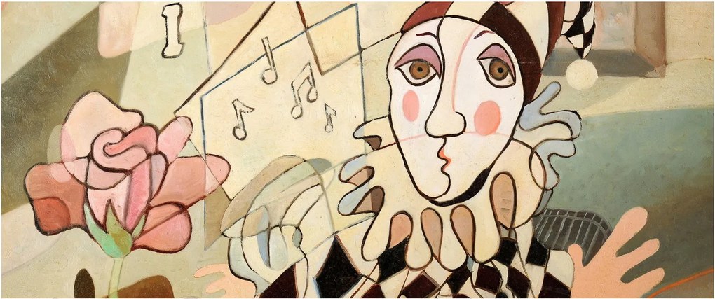 Tablou - Cubismul - arlechin și trandafir (120x50 cm)