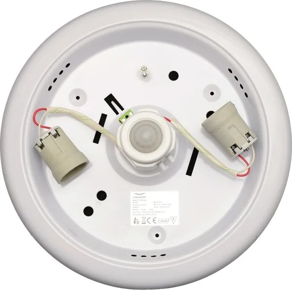 Fulgur s-22941 - Lampă de tavan cu senzor DARINA, 2xE27/40W/230V, Ø 30 cm, albă