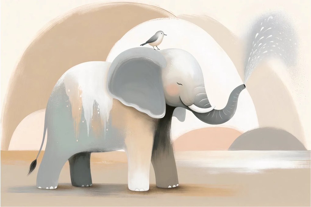 Tablou - Elefant în culori pastel (90x60 cm)