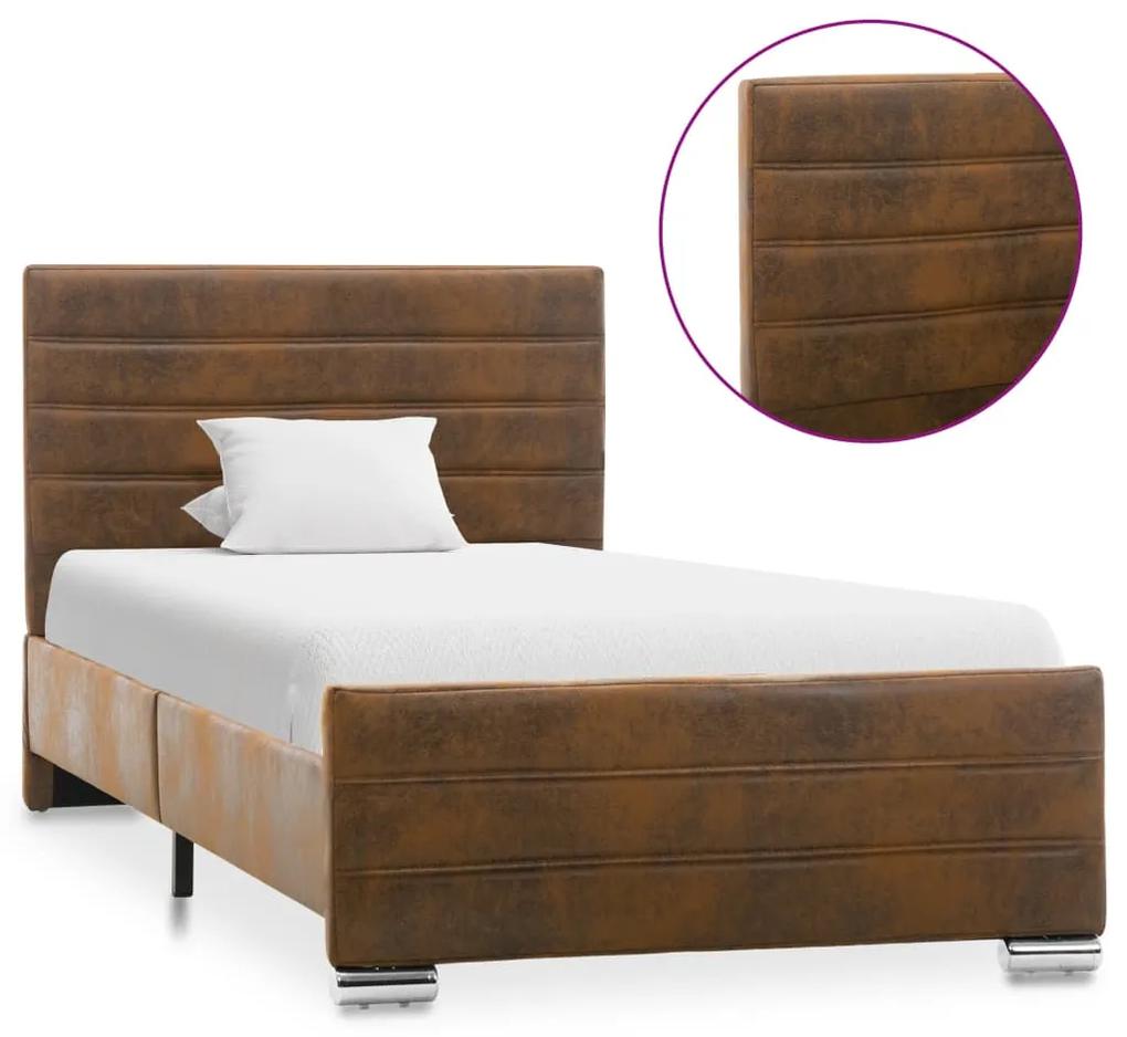 286800 vidaXL Cadru de pat, maro, 100 x 200 cm, piele întoarsă ecologică
