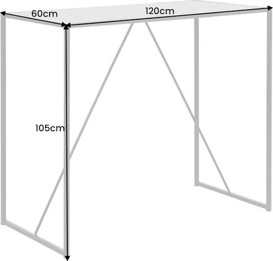 Masa din bar design industrial Slim Line 120cm, negru efect de marmura