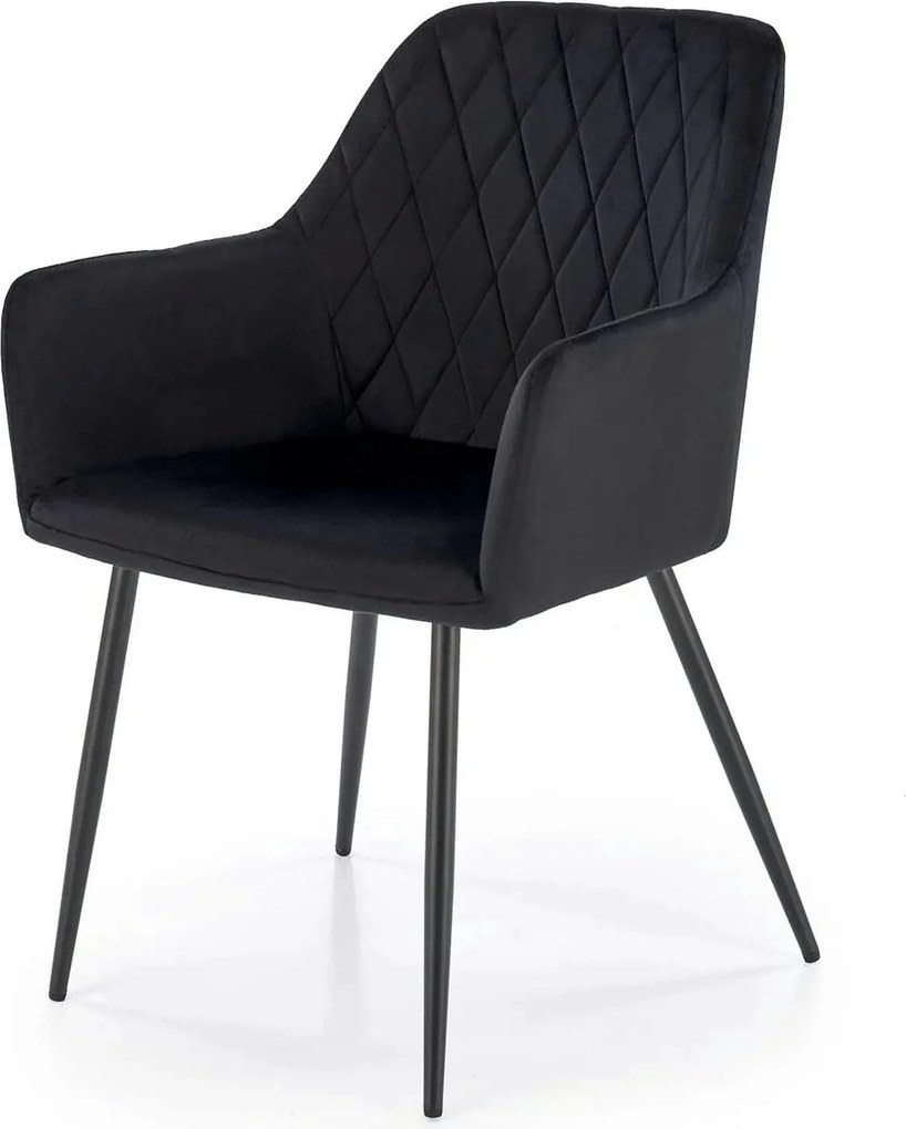 Scaun tapitat negru K558, stofa catifelata/metal, 59x60x86 cm