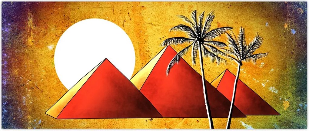 Tablou cu piramidele egiptene pictate (120x50 cm)