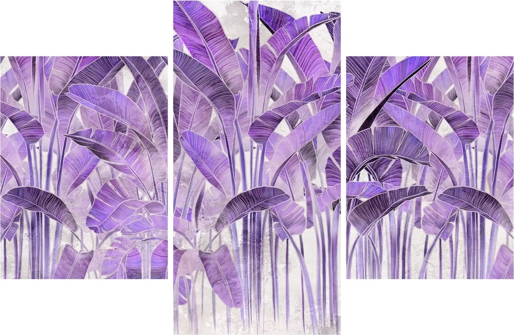 Tablou - Frunze violet în tencuială (90x60 cm)