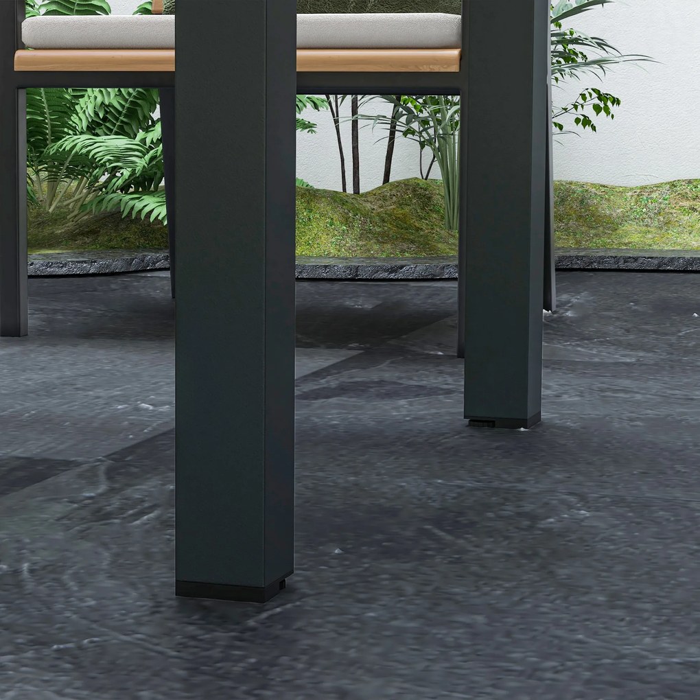 Outsunny Masă Extensibilă de Grădină de Dimensiuni Mari dim. desfășurate 160 x 80 x 75 cm Aluminiu Blat Sticlă Securizată Transparent | Aosom Romania