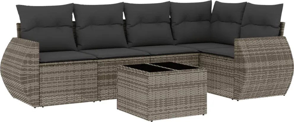 vidaXL Set mobilier grădină cu perne, 6 piese, gri, poliratan