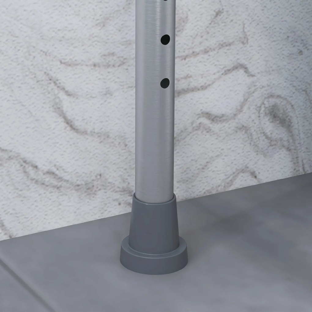 HOMCOM Scaun cu Vas de Toaletă pentru Vârstnici, Scaun de Toaletă Multifuncțional 4-În-1 cu Înălțime Reglabilă, 64x53x70-82 cm, Gri | Aosom Romania