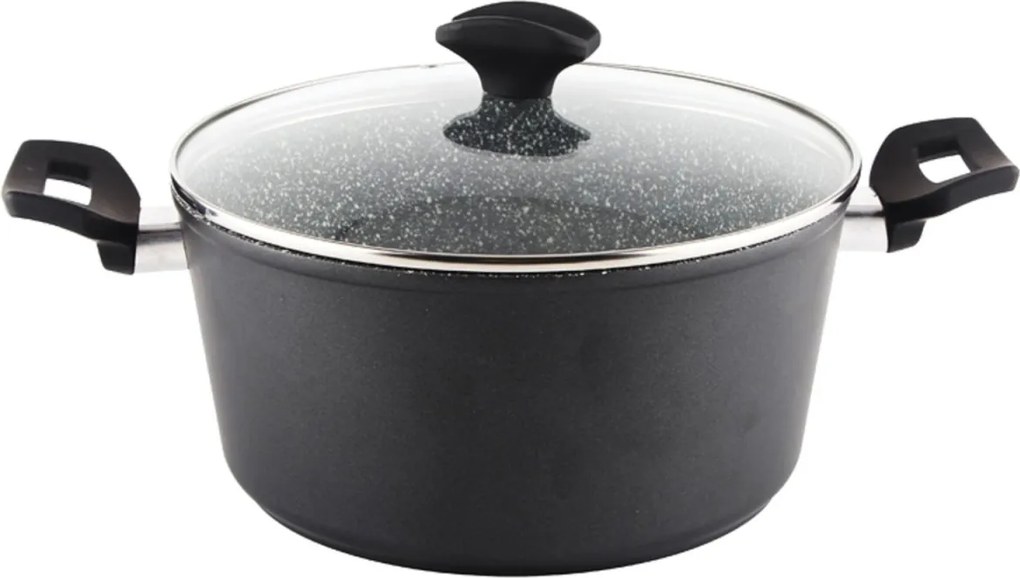 Oala cu capac sticla Zilan ZLN3338, Diametru 28 cm, Inaltime 13 cm, Material aluminiu, Interior granit, Compatibil inductie