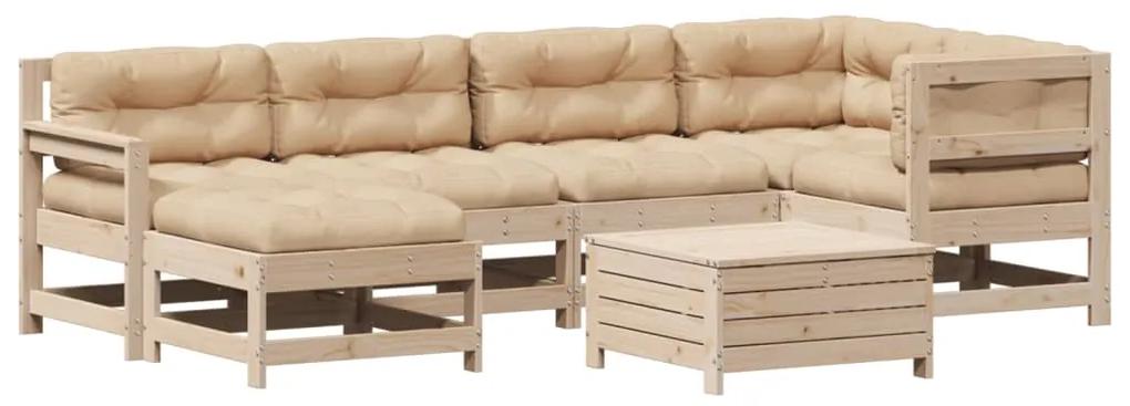 3250952 vidaXL Set mobilier de grădină cu perne, 7 piese, lemn masiv de pin