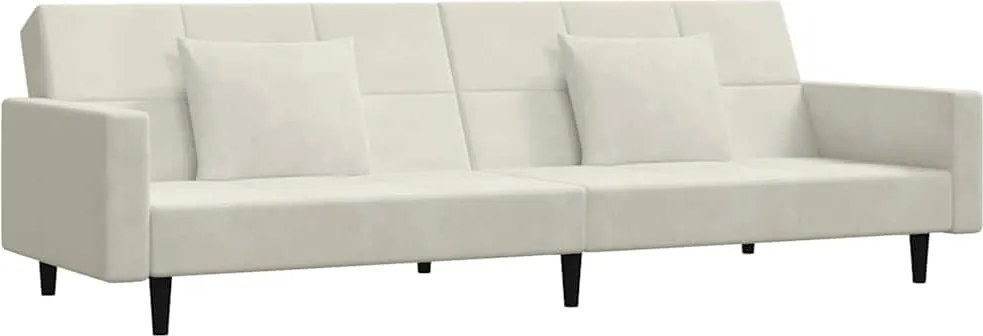 vidaXL Canapea extensibilă cu 2 locuri, 2 perne, crem, catifea