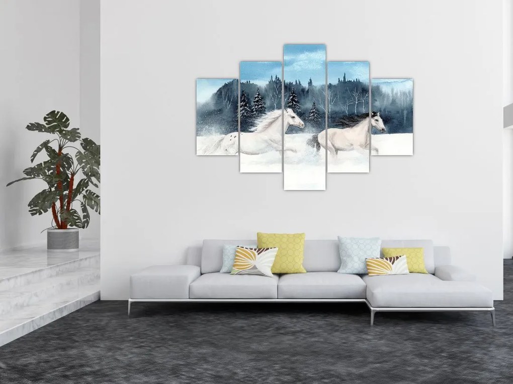 Tablou cu caii pictați (150x105 cm)