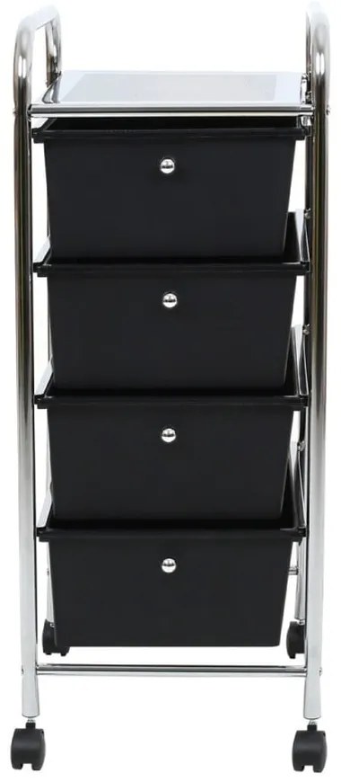 Etajeră pe roți din plastic negru-argintiu 33x79 cm – Premier Housewares