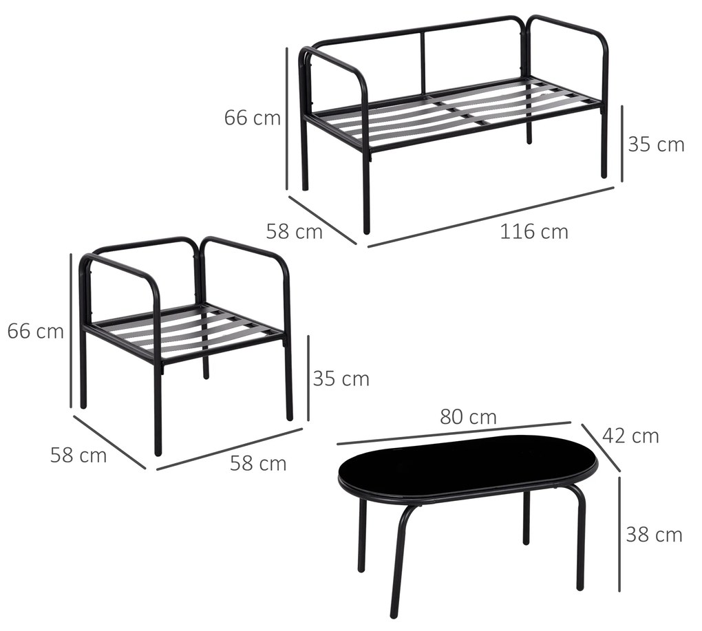 Outsunny Set Mobilier de Grădină 4 Piese, Fotoliu, Canapea Sofa, Masuță de Cafea, Set Sectional Confortabil | Aosom Romania