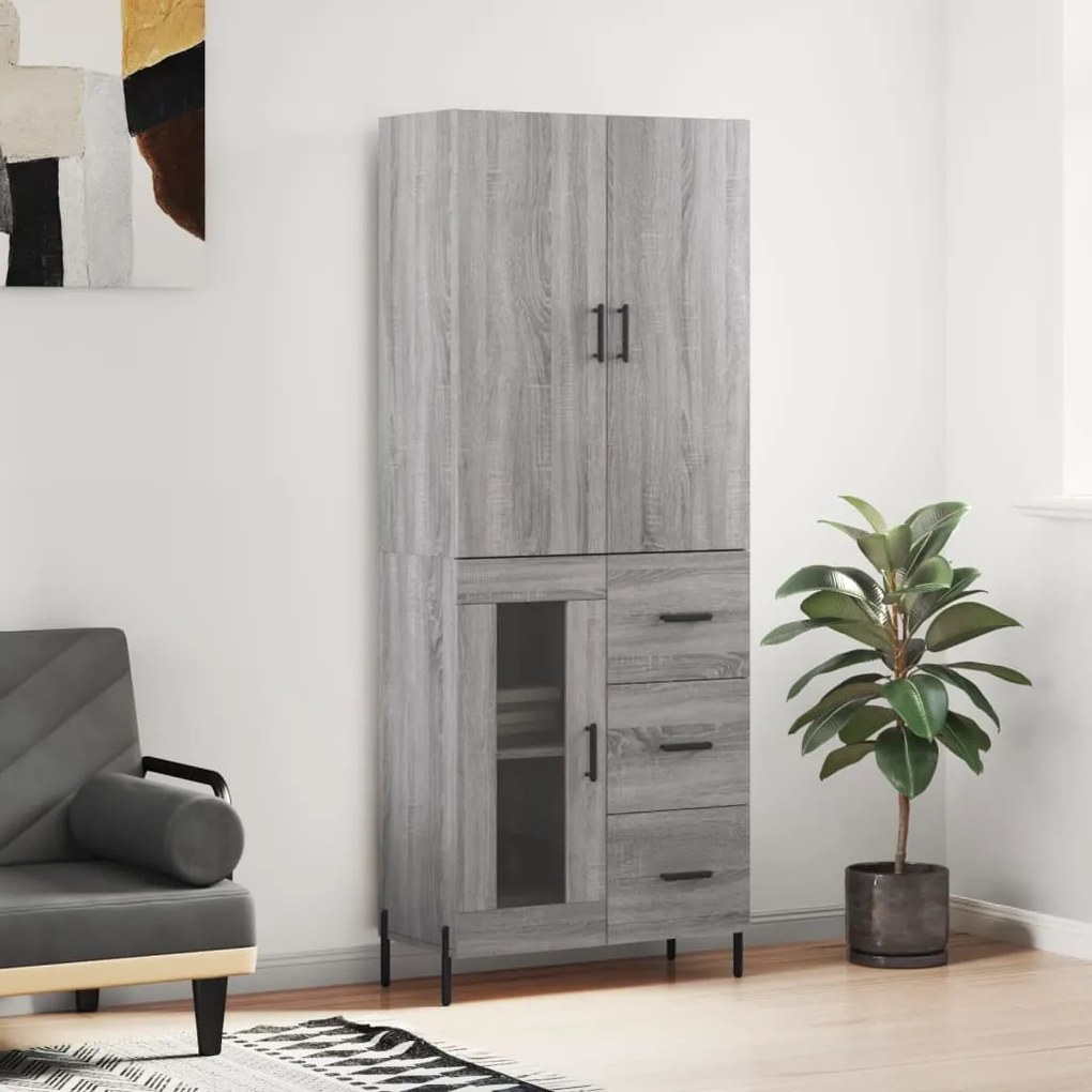 vidaXL Dulap înalt, gri sonoma, 69,5x34x180 cm, lemn compozit