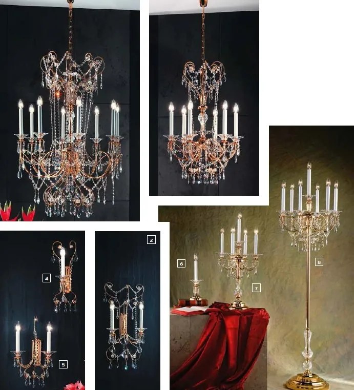 Lampa de podea de lux cristal Swarovski Katharina 7L 24K gold plated