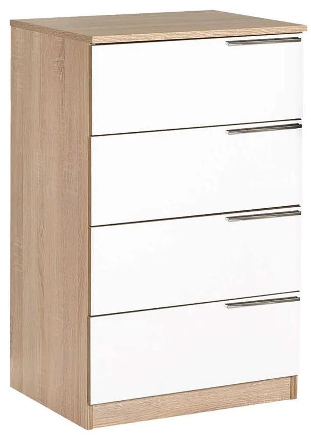 Comoda Adore Plus, 4 sertare, Alb - Sonoma, 55 x 89 x 43 cm