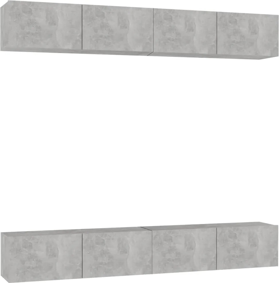 vidaXL Dulapuri TV, 4 buc, gri beton, 100x30x30 cm, lemn prelucrat