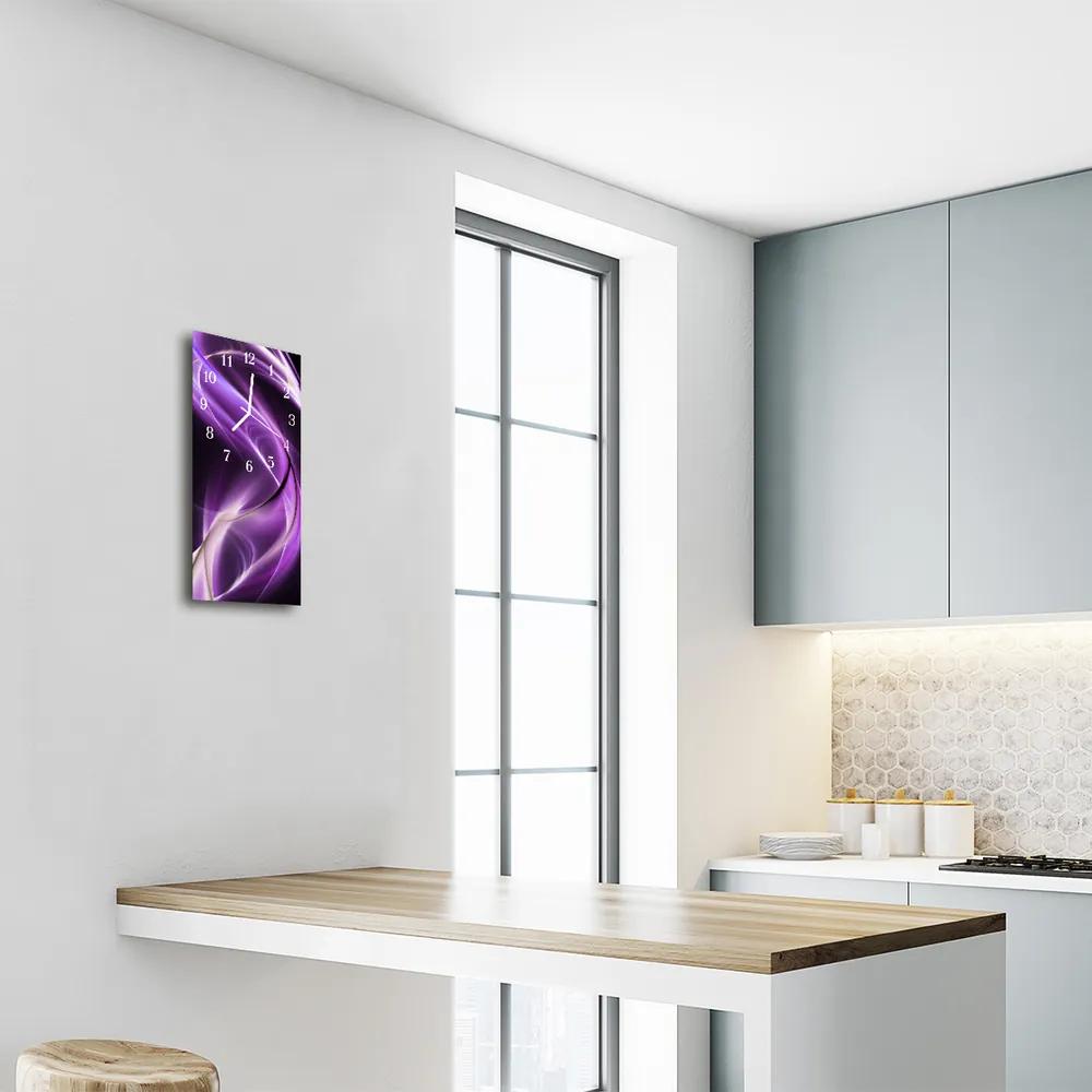 Ceas de perete din sticla vertical Natura valuri abstracte violet