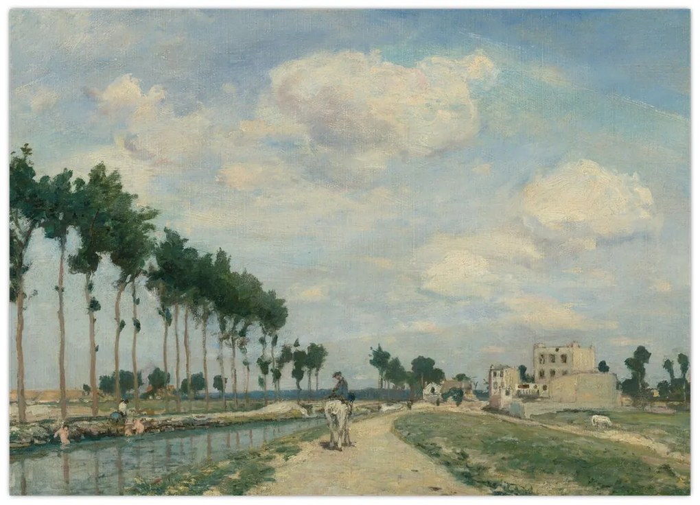 Tablou pe sticlă - Johan Barthold Jongkind, The Towpath, reproducere (70x50 cm)