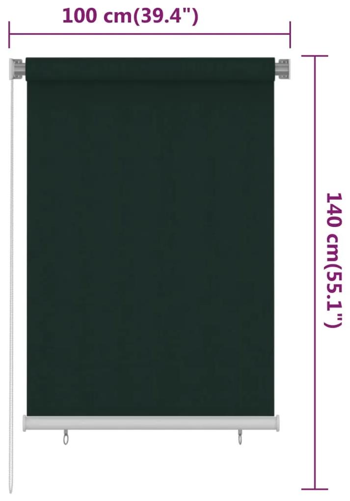 Jaluzea tip rulou de exterior, verde inchis, 100x140 cm, HDPE Morkegronn, 100 x 140 cm