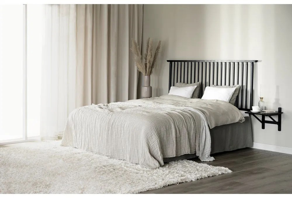 Tăblie de pat neagră din lemn masiv de stejar 194x84 cm Riggins - Rowico