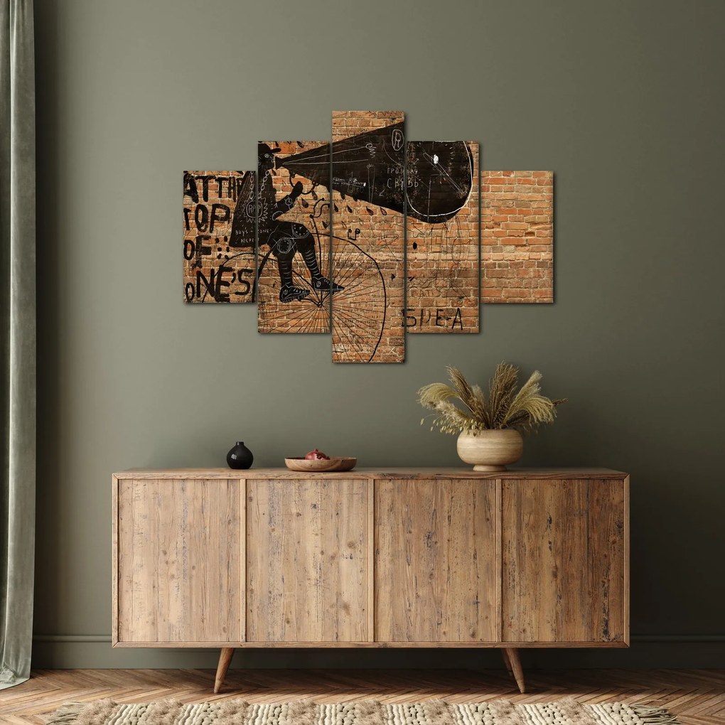 Tablou - Barbat cu biciclete stil Bansky (150x105 cm)