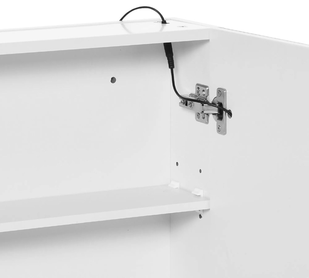 HOMCOM Dulap Baie cu 1 Usa Basculanta Oglinda si Lumini LED 60 x 50 x15cm | Aosom Romania