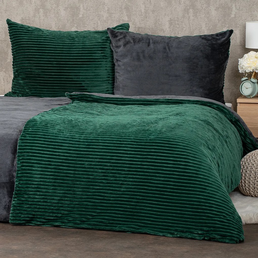 Lenjerie de pat din microflanel 4Home Stripeverde, 140 x 200 cm, 70 x 90 cm
