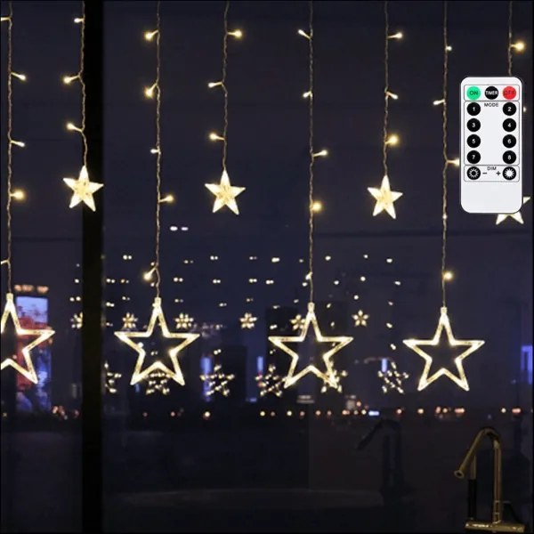 Aigostar - Ghirlandă LED de Crăciun pentru exterior, 120xLED/6W/230V/8 funcții, 3x0,6 m, IP44, alb cald + telecomandă