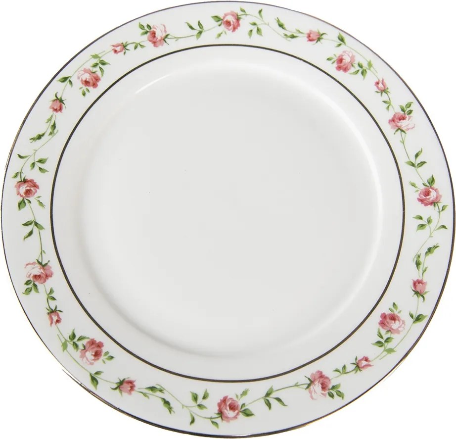 Farfurie alba, din portelan, cu motive florale, Ø 21 cm, Flowers