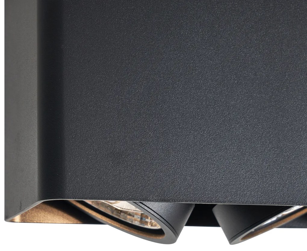Spot de design negru, montat la suprafață, GU10 70mm, cu 2 lumini, rotativ și înclinabil - Vox