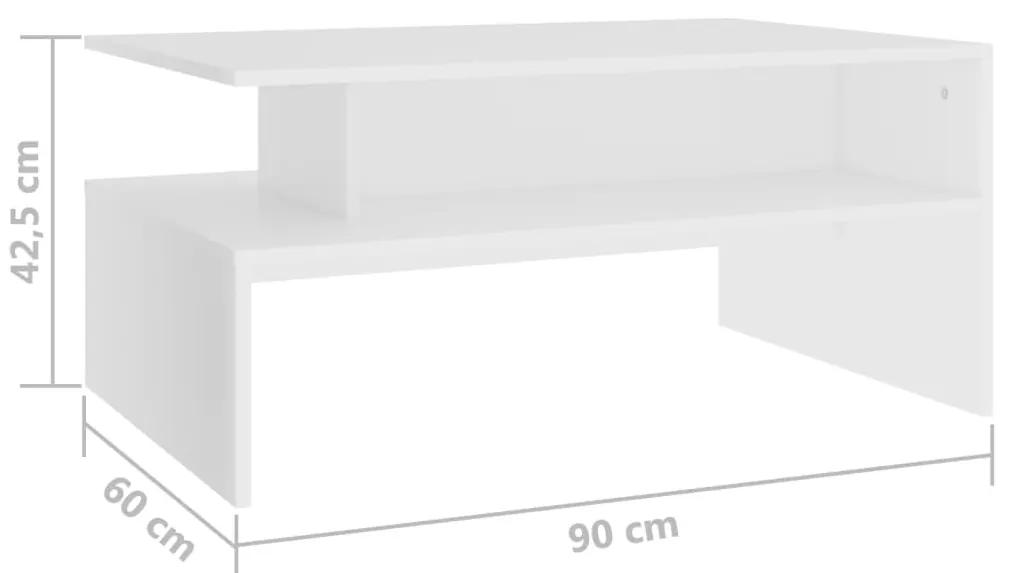 Masuta de cafea, alb, 90x60x42,5 cm, PAL 1, Alb